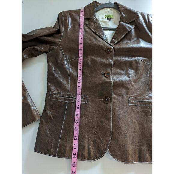 John Carlisle Leather Jacket Classic Edgy Vintage 90s Y2K Brown Size L - Picture 10 of 10